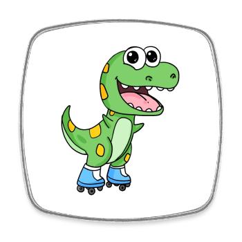 Inline Skating Roller Skates Dinosaur - Square fridge magnet - white - Front