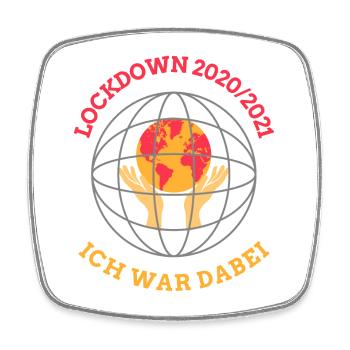 Lockdown 2020/21 – Globus und Hände - Viereckiger Kühlschrankmagnet - Weiß - Vorne