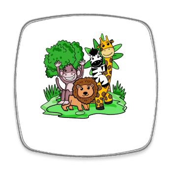 Jungle animaux Mignon - Magnet carré - blanc - Devant
