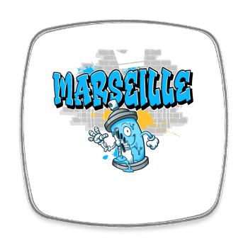 Marseille Graffiti - Square fridge magnet - white - Front