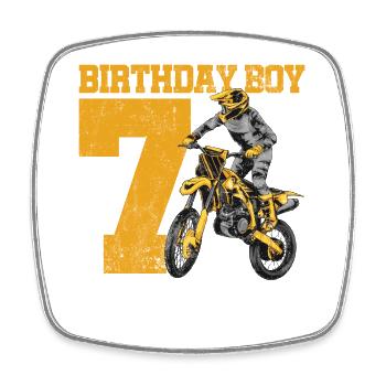 7. Geburtstag Motocross - Viereckiger Kühlschrankmagnet - Weiß - Vorne
