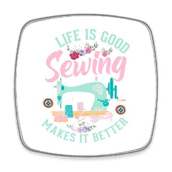 sew - Square fridge magnet - white - Front