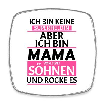 Superheldin Mama Zwei Söhne Spruch Geschenk - Viereckiger Kühlschrankmagnet - Weiß - Vorne