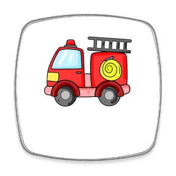 Firefighter fire fire extinguisher vehicle - Square fridge magnet - white - Front