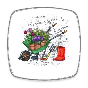 Garten Gärtner - Viereckiger Kühlschrankmagnet - Weiß - Vorne