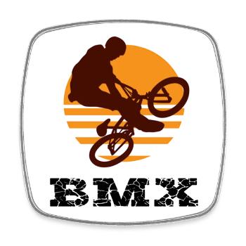 BMX - Viereckiger Kühlschrankmagnet - Weiß - Vorne