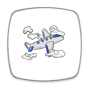 Avion - Magnet carré - blanc - Devant