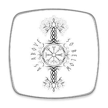 Ygdrassil Weltenbaum Baum des Lebens Vegvisir - Viereckiger Kühlschrankmagnet - Weiß - Vorne