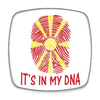 flag of North Macedonia it's in my dna t-shirt - Square fridge magnet - white - Front