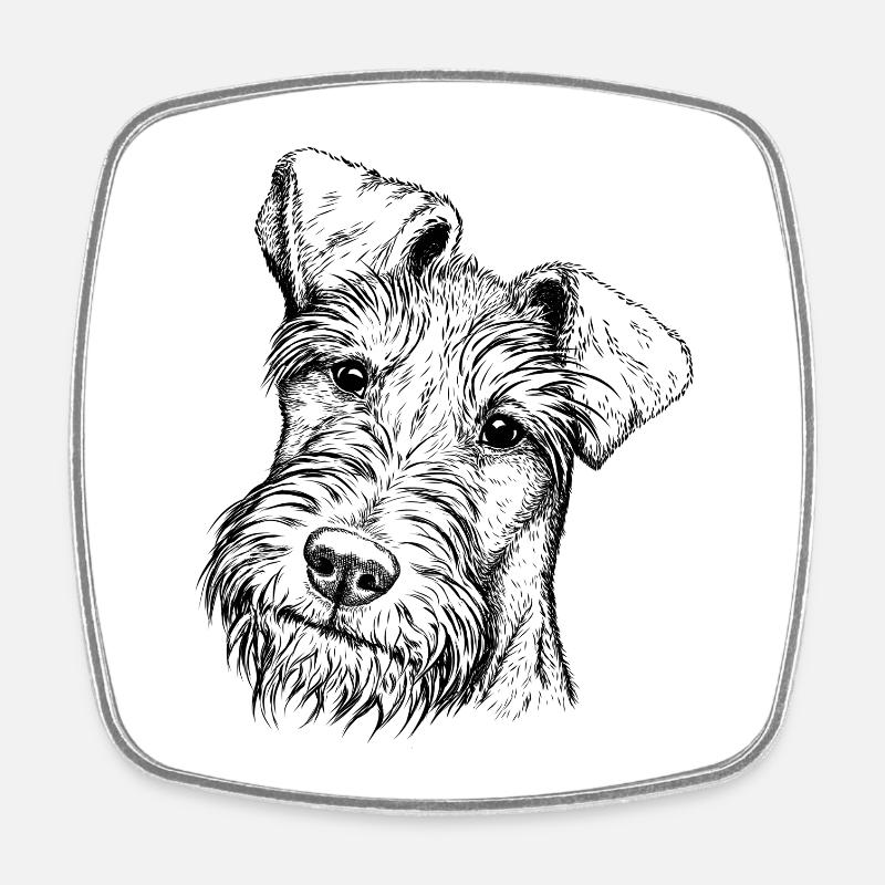 Irish Terrier Portrait - Square fridge magnet - white