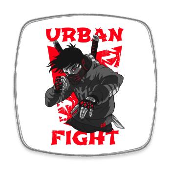 Urban Fight Neon Ninja - Square fridge magnet - white - Front