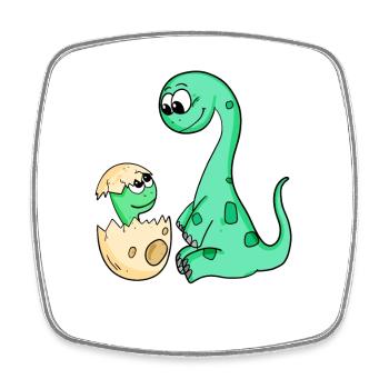 Dinosaur with Baby Dinosaur - Square fridge magnet - white - Front