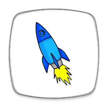 Missile spatial - Magnet carré - blanc - Devant