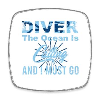 Conception de motivation de plongeur pour les amateurs de sports nautiques - Magnet carré - blanc - Devant