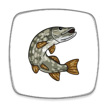 Brochet - Magnet carré - blanc - Devant