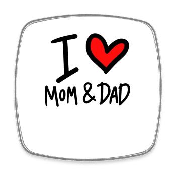 I love mom and dad - Square fridge magnet - white - Front