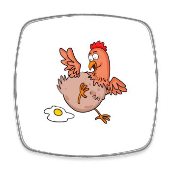 Chicken Lays an Egg Cartoon - Square fridge magnet - white - Front