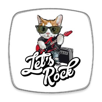 Let's Rock Guitar Rock and Roll Humor Katze - Viereckiger Kühlschrankmagnet - Weiß - Vorne