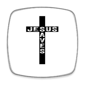 Jesus Saves In A Cross - Square fridge magnet - white - Front
