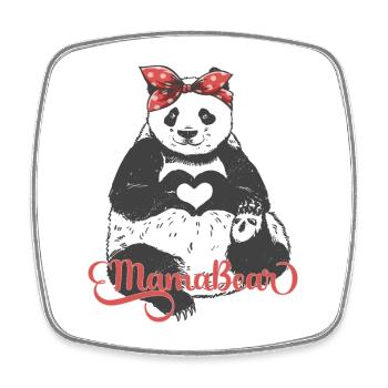 "MamaBear" Panda with Red Bandana and Hand Heart - Square fridge magnet - white - Front