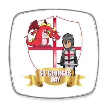 St. Georg Tag Drachenritter - Viereckiger Kühlschrankmagnet - Weiß - Vorne