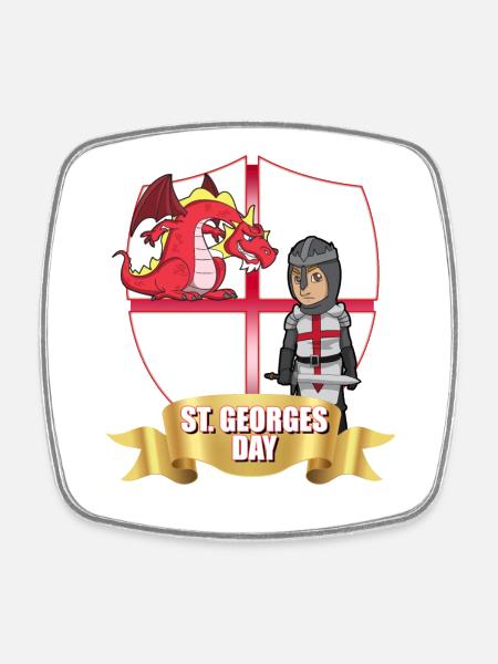 St George Day Dragon Knight - Square fridge magnet - white
