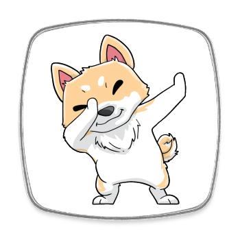 Akita Dog Kawaii Dabbing - Square fridge magnet - white - Front