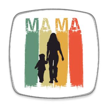 Mom Silhouette in Retro Colors Design Mother's Day - Square fridge magnet - white - Front