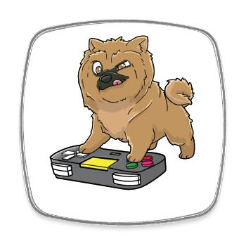 Chow Chow Gamepad Kawaii - Square fridge magnet - white - Front