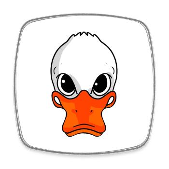 Canard méchant - Magnet carré - blanc - Devant