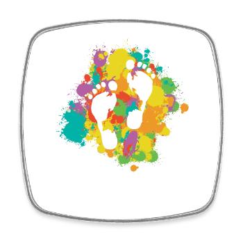 Footprints With Colorful Frame - Square fridge magnet - white - Front