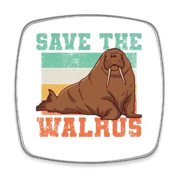 Walrus Conservation Vintage - Square fridge magnet - white - Front