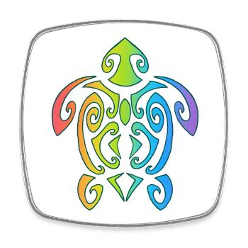 Rainbow Polynesian Turtle - Square fridge magnet - white - Front