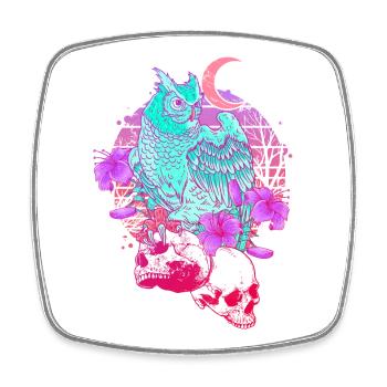 Pastel Goth Totenkopf Eule Aesthetic Clothes Mond - Viereckiger Kühlschrankmagnet - Weiß - Vorne