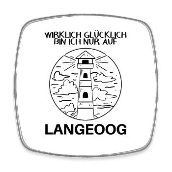 Langeoog - Leuchtturm - Nordsee Insel Langeoog - Viereckiger Kühlschrankmagnet - Weiß - Vorne