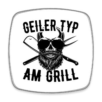 Geiler Typ Am Grill Grillmeister Grillen Vatertag - Viereckiger Kühlschrankmagnet - Weiß - Vorne