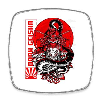 Dunkle Geisha japanische Kunstwerk - Viereckiger Kühlschrankmagnet - Weiß - Vorne