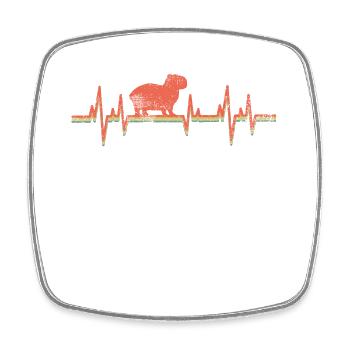 Capybara Heartbeat Vintage - Square fridge magnet - white - Front