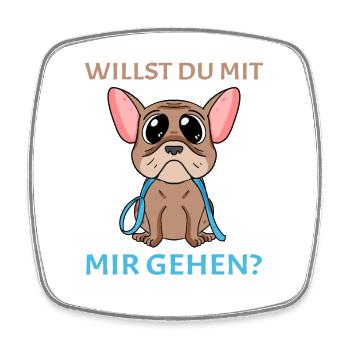 Willst du mit mir(Gassi) gehen? - Viereckiger Kühlschrankmagnet - Weiß - Vorne
