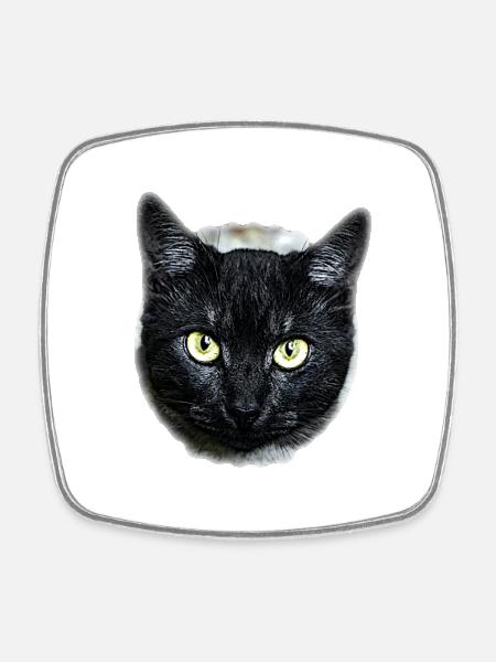 black cat black cat - Square fridge magnet - white