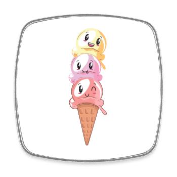 Eiscreme Lover Kawaii Waffeleis - Viereckiger Kühlschrankmagnet - Weiß - Vorne