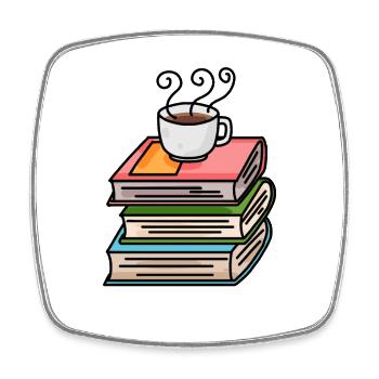 Coffee and books - Square fridge magnet - white - Front