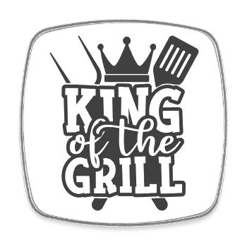 King Of The Grill BBQ Spruch Design - Viereckiger Kühlschrankmagnet - Weiß - Vorne