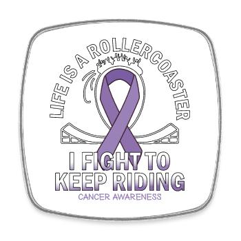 Cancer awareness lavender ribbon - Square fridge magnet - white - Front