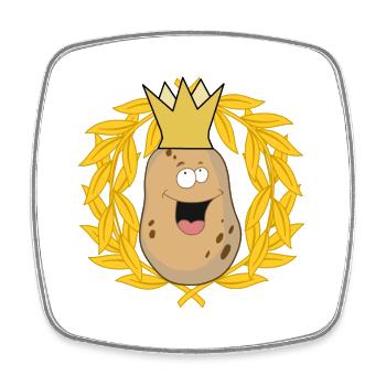 Roi pomme de terre Tuberelet légumes Couronne de laurier - Magnet carré - blanc - Devant