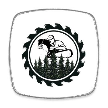 Forêt dans l’anneau de scie circulaire - Magnet carré - blanc - Devant