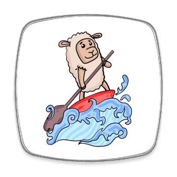 SUP - Stand Up Paddling Paddleboarding - Square fridge magnet - white - Front