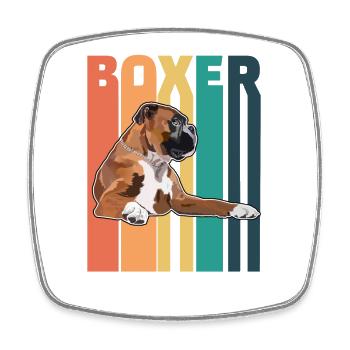 Boxer Hund Retro - Viereckiger Kühlschrankmagnet - Weiß - Vorne