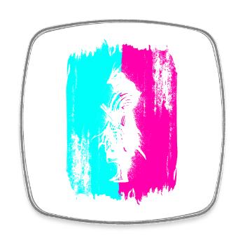 Samurai Krieger Japan Türkis Pink Kunst Manga - Viereckiger Kühlschrankmagnet - Weiß - Vorne