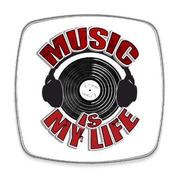 MUSIC is my life Headset - Viereckiger Kühlschrankmagnet - Weiß - Vorne